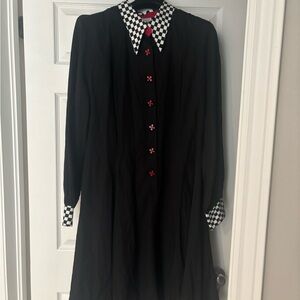 80s Dress with Checkered Collar and club / card button details